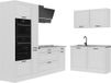 Vicco Hoekkeuken R-Line, Wit landelijk/Wit, 230 x 120 cm marmer werkblad