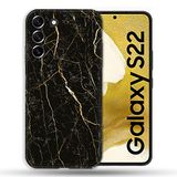 Beschermhoes Samsung Galaxy S22 Beschermhoes, Marmer Textuur, Zwart