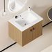 MODENUIT Armoire de salle de bain - 2 portes à fermeture douce avec espace de rangement - Pour petite salle de bain - MDF - 60 cm - Chêne clair