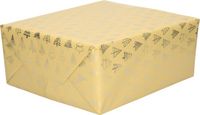 Bellatio Decorations Luxe Kerst inpakpapier - cadeaupapier - 2x rollen - beige goud - Kerstbomen - 250 x 70 cm
