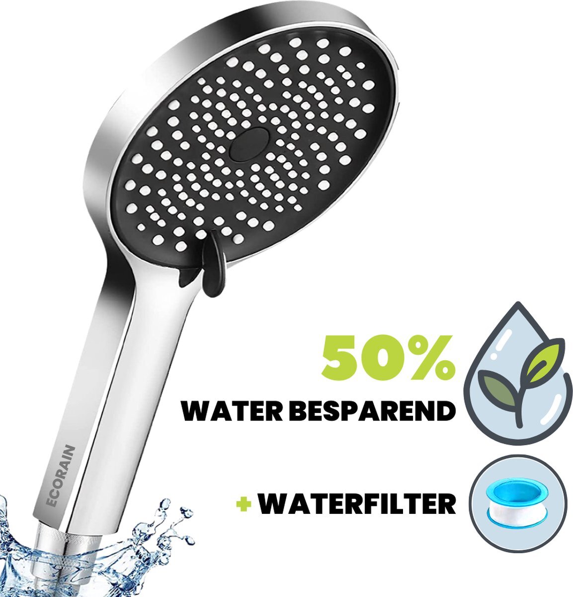EcoRain EcoRain™ Waterbesparende Douchekop Charly met WATERFILTER 50