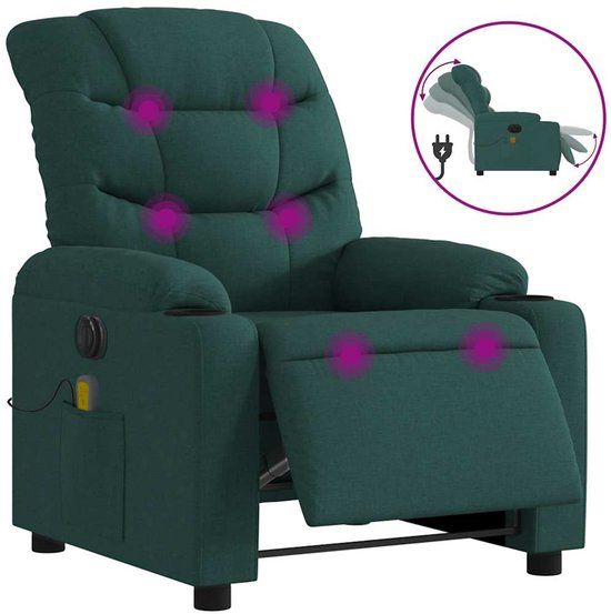 vidaXL Massagestoel elektrisch verstelbaar stof donkergroen