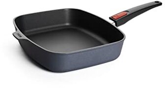 Woll Diamond Lite Gietijzeren pan, vierkant, inductief, 30 x 26 cm, 7 cm hoog, met afneembare steel, geschikt voor alle warmtebronnen, gegoten aluminium pan, ovenvast, antraciet