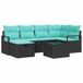 vidaXL - Canapé - 7 - pcs - 6 - seats - Noir - et - Turquoise