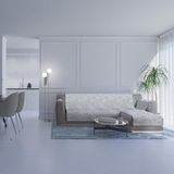 Italian Bed Linen Glamour, antislip bankovertrek met schiereiland rechts, lichtgrijs, 190 cm