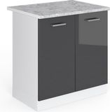 Vicco R-Line Wastafelkast – 80 cm, WB Marmer Antraciet Hoogglans