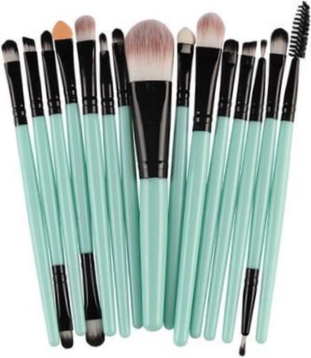 Fashion Favorite 15-delige Make-up Kwasten/Brush Set | Groen |