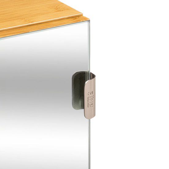Bamboe Badkamerkast met Spiegel - Wandkast met Glazen Planken en