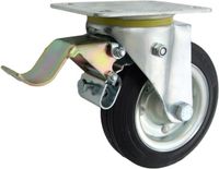 Roue pivotante avec frein, métal-caoutchouc, Ø 140 mm, capacité de charge 130 kg