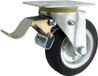 Roue pivotante avec frein, métal-caoutchouc, Ø 140 mm, capacité de charge 130 kg