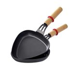 Set van 2 raclettepannen, driehoekig, houten handvat