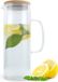 Intirilife Karaf met bamboe deksel - 1,6 liter, borosilicaatglas, hittebestendig