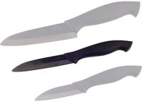 Rubytec Ceram Utility-mes - 3 stuks - Keukenmes - Keramisch Materiaal - Roest Niet - Ergonomische Handgreep - Inclusief Schede - Zwart