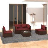 The Living Store Loungeset Luxe Bruin PE-rattan - 4-persoons - Modulair Design