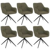 Mendler Set van 6 eetkamerstoelen HWC-O47 met armleuningen, draaibaar, automatische terugkeer, stof/textiel (270 g/m²), groen