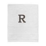 Avanti Linens Monogram geborduurde handdoek, 100% katoen, R, wit/grijs, R
