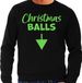 Bellatio Decorations Foute Kersttrui voor heren - Christmas balls - zwart - glitter groen - Kerstfeest XL