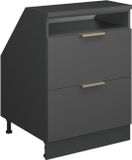 Vicco R-Line Keukenkast voor schuine wand – 60 cm met 2 laden, kastromp 60 cm diepte Antraciet-goud