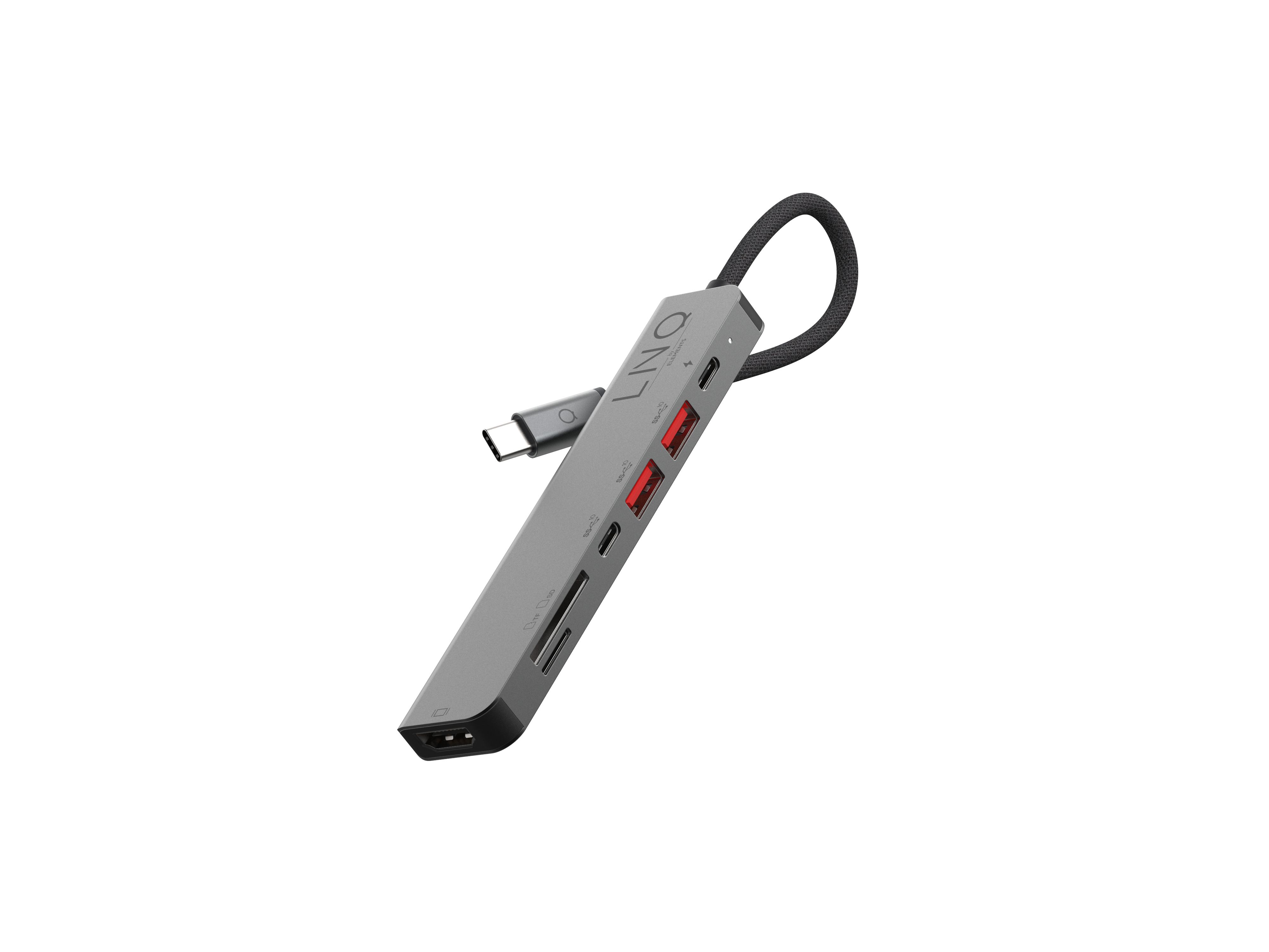 LINQ byELEMENTS 7-in-1 Pro USB-C Hub - 4K HDMI, Card Reader, USB-C, USB 3.2