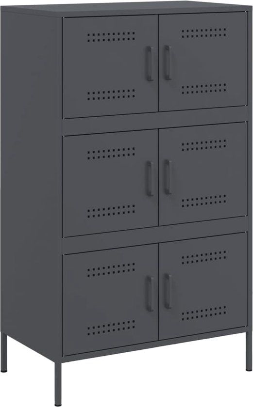 vidaXL Hoge kast 68x39x113 cm staal antracietkleurig