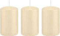 Trend Candles Bougie cylindrique/bougie tronc - 3x - blanc crème - 5 x 8 cm - 18 heures de combustion - avec film ignifuge