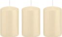 Trend Candles Bougie cylindrique/bougie tronc - 3x - blanc crème - 5 x 8 cm - 18 heures de combustion - avec film ignifuge