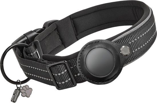 Vulpes Goods® Pets - Hondenhalsband geschikt voor Apple AirTag - L - Premium Black