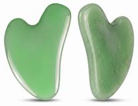 Gua sha pierres set de 2 pièces, jade naturel, pierre de massage pour le visage et le corps, favorise la circulation sanguine et raffermit la peau, avec pochette