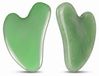 Gua sha pierres set de 2 pièces, jade naturel, pierre de massage pour le visage et le corps, favorise la circulation sanguine et raffermit la peau, avec pochette