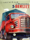 IETS19660RA Metalen bord met reliëf, 40 x 30 cm, BERLIET vrachtwagen diesel rood