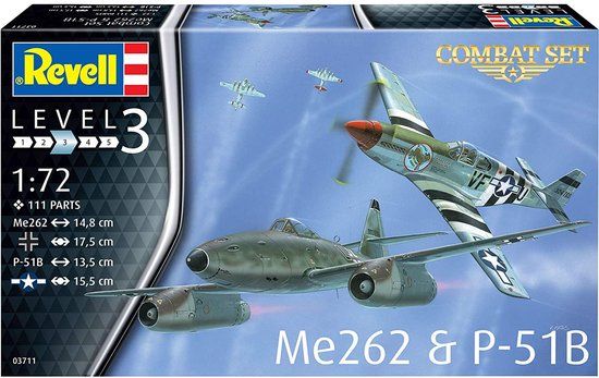 Revell 1:72 Combat Set Messerschmitt Me262 & P-51B Mustang Plastic Model Kit - REV03711