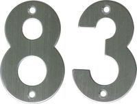AMIG Huisnummer 83 - massief Inox RVS - 10cm - zilver