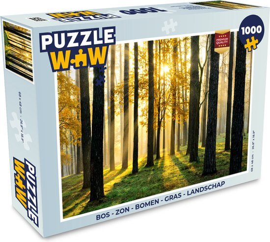 MuchoWow Puzzel Bos - Zon - Bomen - Gras - Landschap - Natuur - Legpuzzel - Puzzel 1000 stukjes volwassenen - Sinterklaas cadeautjes - Sinterklaas voor grote kinderen