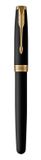 Parker Sonnet Rollerball Pen - Matte Black Lacquer with Gold Trim - Fine Point - Black Ink - Gift Box