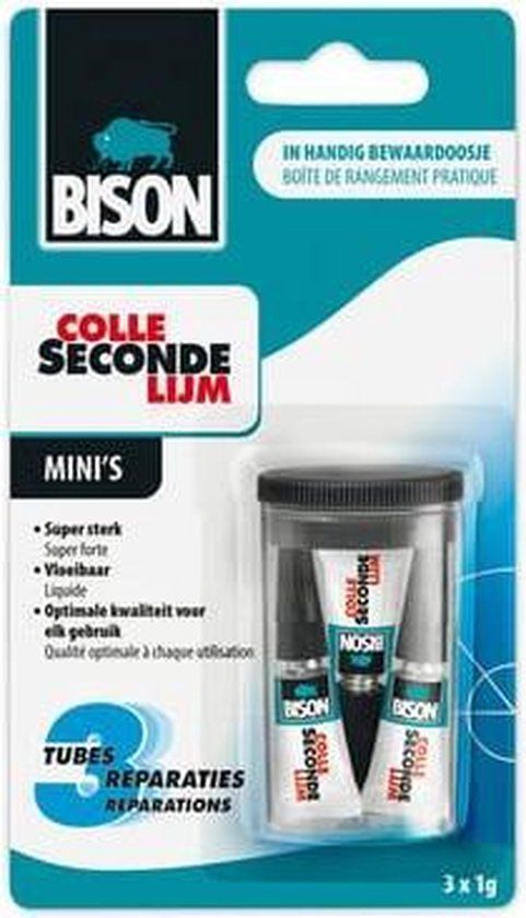 Bison Secondelijm Mini 3x1gr - Kleurenmix