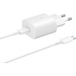 Samsung Chargeur réseau avec câble USB-C EP-TA800W + DA705BWE, 25W, 3A, 1 x USB-C, Blanc GP-PTU021SOAWQ