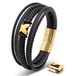 SERASAR Leren Armband Echte Mannen [Flake] - Goud 23cm