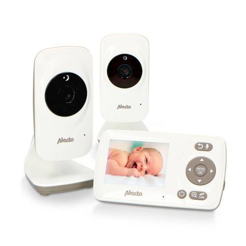 Alecto DVM-71+DVM-71C babyfoon met 2 camera's en 2.4' kleurenscherm, wit/taupe