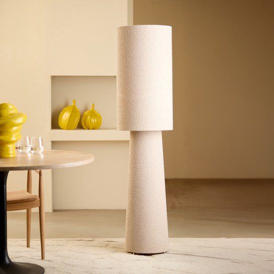 Light & Living Vloerlamp Mikkel Bouclé - Crème - 165cm