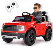 SUN BABY Ford Elektrische Kinderauto met Afstandsbediening - 12V Accuvoertuig - MP3 Muziekspeler - Vering - Voor Kinderen 3-6 Jaar - Rood