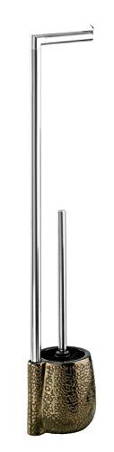 WENKO Marrakesh Toiletrolhouder en Borstel - 72 cm - RVS - Bruin