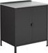 casa.pro Bolognano Basse armoire de jardin, armoire de rangement intérieure et extérieure, armoire multifonctionnelle pour terrasse ou balcon, acier laqué, 92 x 80 x 50 cm, noir mat