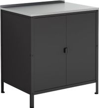 casa.pro Bolognano Basse armoire de jardin, armoire de rangement intérieure et extérieure, armoire multifonctionnelle pour terrasse ou balcon, acier laqué, 92 x 80 x 50 cm, noir mat