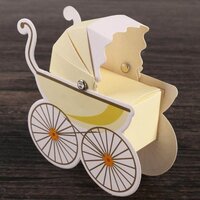 DW4Trading Gift Boxes Stroller - Gift Boxes with Bow - Baby Shower - 5 Pieces - 9x8.5x4 cm - Yellow