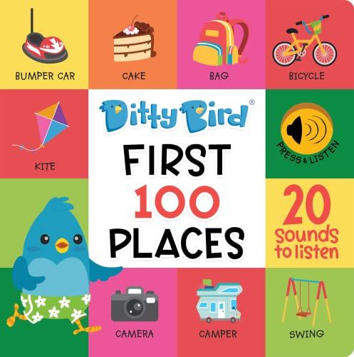 DITTY BIRD Baby Sound Toy: Onze eerste 100 plaatsen interactieve boek - Muzikaal speelgoed voor 1 jaar oude jongens en meisjes - Elektronisch vroege ontwikkeling speelgoed voor peuters 1-3
