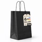 Zwarte OFITURIA Zwarte papieren zakken met handvat, 10 stuks, robuuste en recyclebare cadeauzakjes voor geschenken en handel (18 x 8 x 24 cm, zwart)