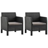 VidaXL Tuinstoelen 2 stuks met kussens, Polypropyleen (PP) en Rotan, Antraciet