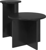 vidaXL Bijzettafelset - 2 stuks - Zwart - Bewerkt hout