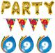 Folat Verjaardag feestversiering 9 jaar PARTY letters en 16x ballonnen met 2x plastic vlaggetjes