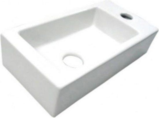 Best Design Fontein Mini Block Rechthoek Rechts 37x18cm Mat Wit